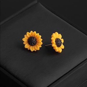 Resin Sunflower Stud Earrings